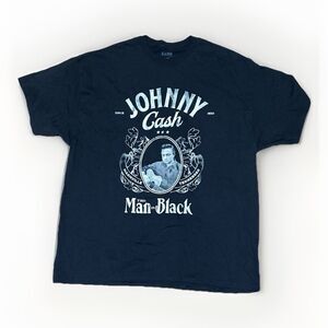 Johnny Cash Man in Black Graphic T-Shirt 2XL